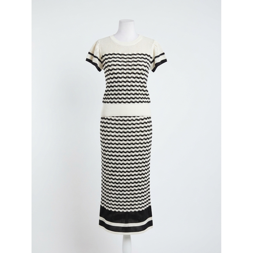 NEW FIFTEEN TWENTY uma crochet sweater top in black and cream